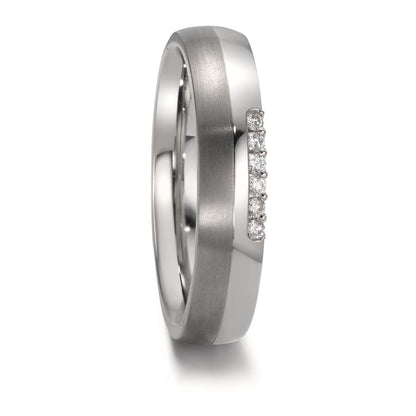 Alliance Acier inoxydable, Titane Diamant 0.09 ct, 6 Pierres, w-si