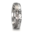 Partnerring Edelstahl, Titan Diamant 0.05 ct, 5 Steine, w-si