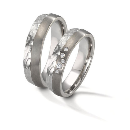 Alliance Acier inoxydable, Titane Diamant 0.05 ct, 5 Pierres, w-si