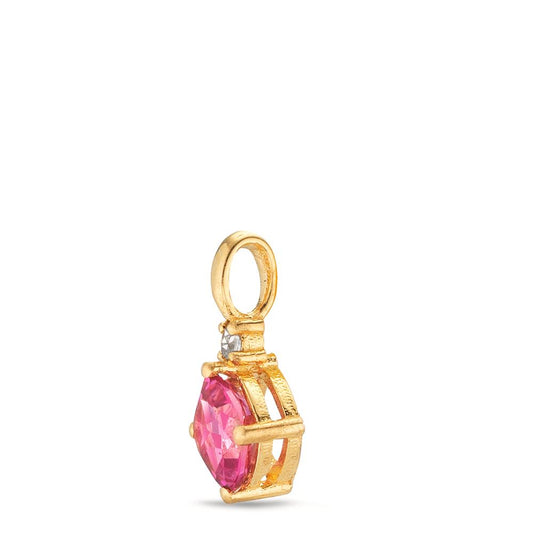 Pendentif Or jaune 18K Topaze rose, Topaze blanc Ø6.5 mm