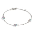 Armband Silber Zirkonia bunt rhodiniert Herz 14-16 cm verstellbar