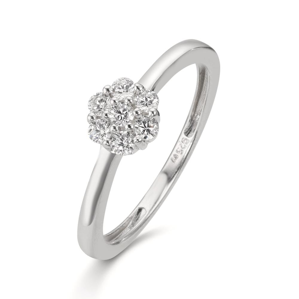 Fingerring Silber Zirkonia 7 Steine rhodiniert