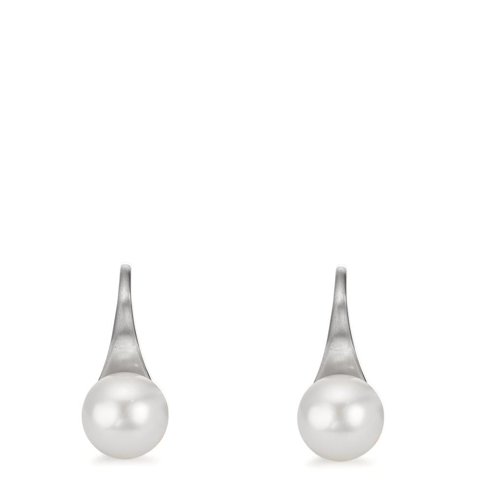 Ohrhänger Silber rhodiniert Süsswasserzuchtperle, 2 Perlen, 8 mm