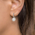 Ohrhänger Silber rhodiniert Süsswasserzuchtperle, 2 Perlen, 8 mm
