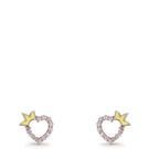 Oorknoppen Zilver Zirkonia roze Gerhodineerd Hart Ø6.5 mm