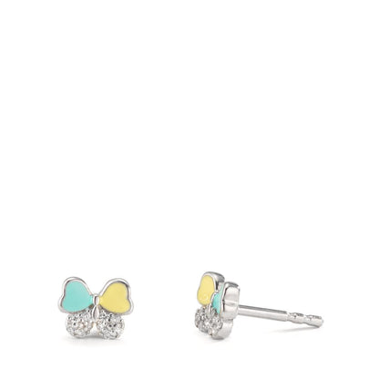 Ohrstecker Silber Zirkonia 20 Steine rhodiniert Schmetterling Ø6 mm