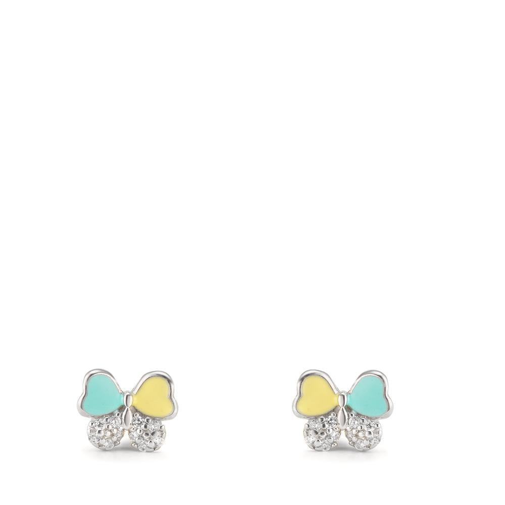 Clous d'oreilles Argent Zircone 20 Pierres Rhodié Papillon Ø6 mm