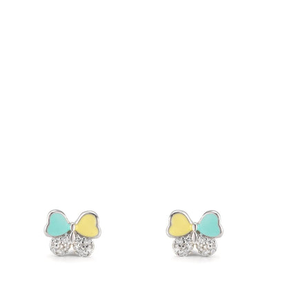 Ohrstecker Silber Zirkonia 20 Steine rhodiniert Schmetterling Ø6 mm