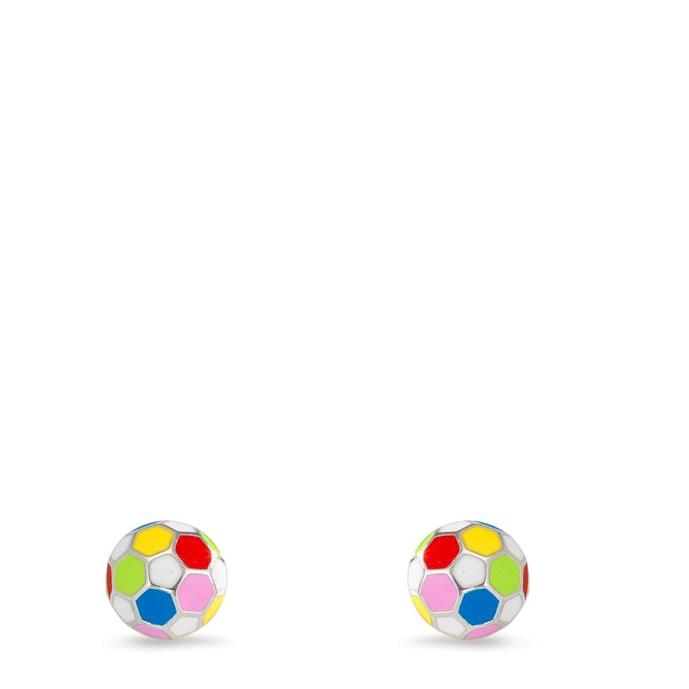 Clous d'oreilles Argent Rhodié Football Ø6 mm