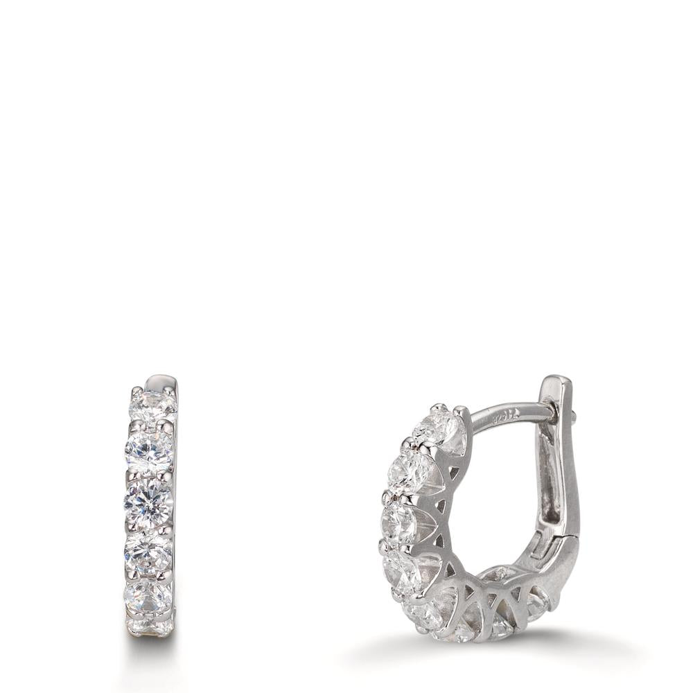 Klappcreolen Silber Zirkonia 16 Steine rhodiniert