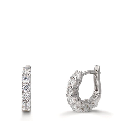 Créoles à charnières Argent Zircone 16 Pierres Rhodié