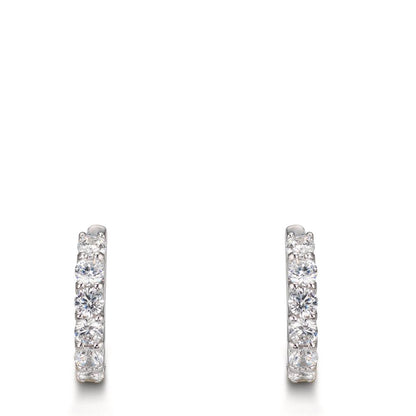 Créoles à charnières Argent Zircone 16 Pierres Rhodié