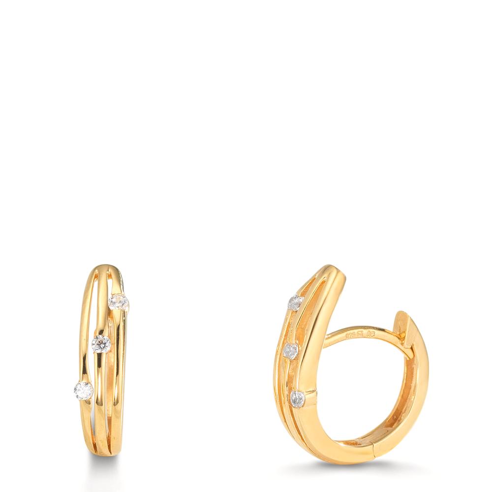 Klappcreolen Silber Zirkonia 6 Steine gelb vergoldet