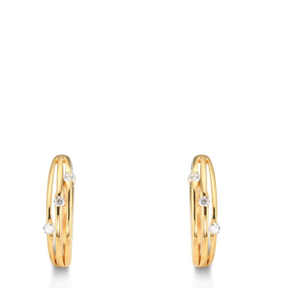 Créoles à charnières Argent Zircone 6 Pierres jaune Plaqué or