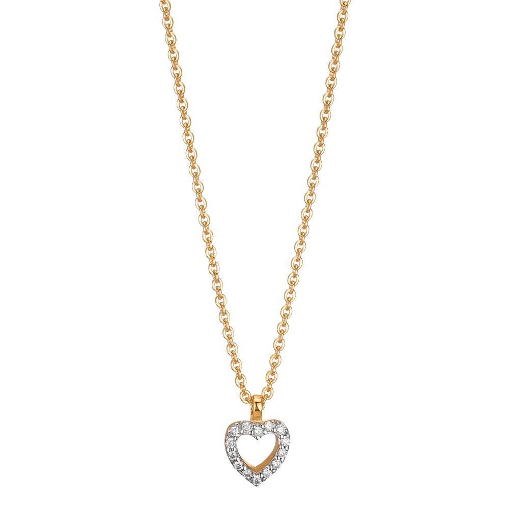 Collier Or jaune 9K Zircone Coeur 38-42 cm