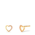 Oorknoppen 375/9K geel goud Zirkonia roze Hart Ø6.5 mm