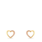 Oorknoppen 375/9K geel goud Zirkonia roze Hart Ø6.5 mm