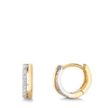 Scharnier oorringen creolen 375/9K geel goud Zirkonia 16 Steen Bi-color