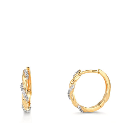 Scharnier oorringen creolen 375/9K geel goud Zirkonia 30 Steen