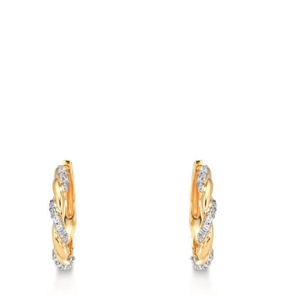 Scharnier oorringen creolen 375/9K geel goud Zirkonia 30 Steen