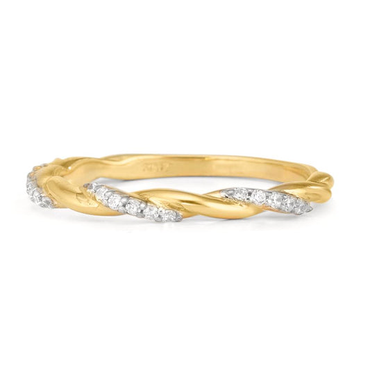Ring 375/9K geel goud Zirkonia 18 Steen