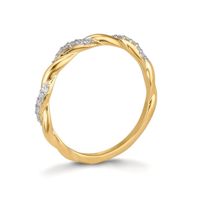 Bague Or jaune 9K Zircone 18 Pierres