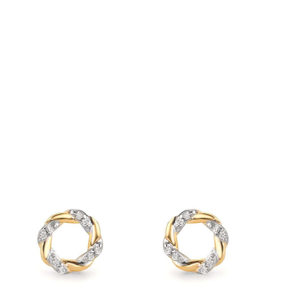 Clous d'oreilles Or jaune 9K Zircone 16 Pierres Ø6.5 mm