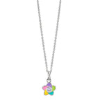 Chaînette avec pendentif Argent Zircone Rhodié Fleur 36-38 cm