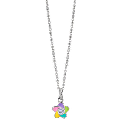 Collier met hanger Zilver Zirkonia Gerhodineerd Bloem 36-38 cm