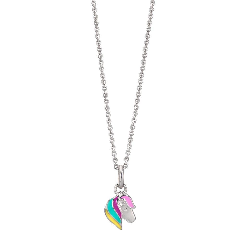Halskette mit Anhänger Silber Zirkonia rhodiniert Pferd 36-38 cm verstellbar