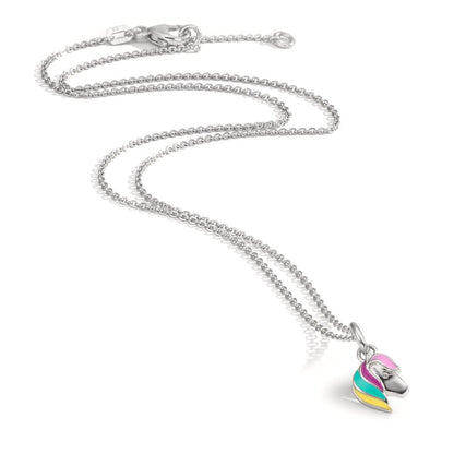 Chaînette avec pendentif Argent Zircone Rhodié Cheval 36-38 cm