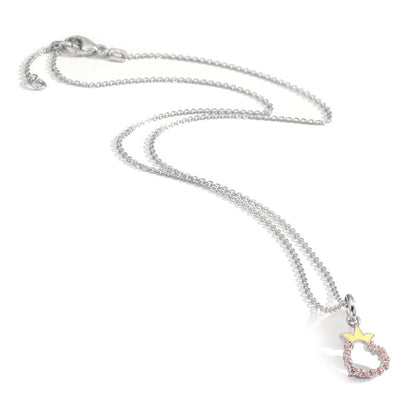 Collier met hanger Zilver Zirkonia Gerhodineerd Hart 36-38 cm