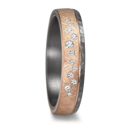 Alliance Tantale 999, Or rose 14K Diamant 0.105 ct, 12 Pierres, w-si