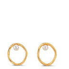 Oorknoppen Zilver Geel Verguld zoetwater Parel wit, 2 Parels, 3 mm Ø11 mm