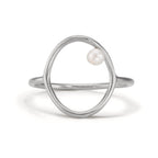 Ring Zilver zoetwater Parel wit, 3 mm Ø14 mm