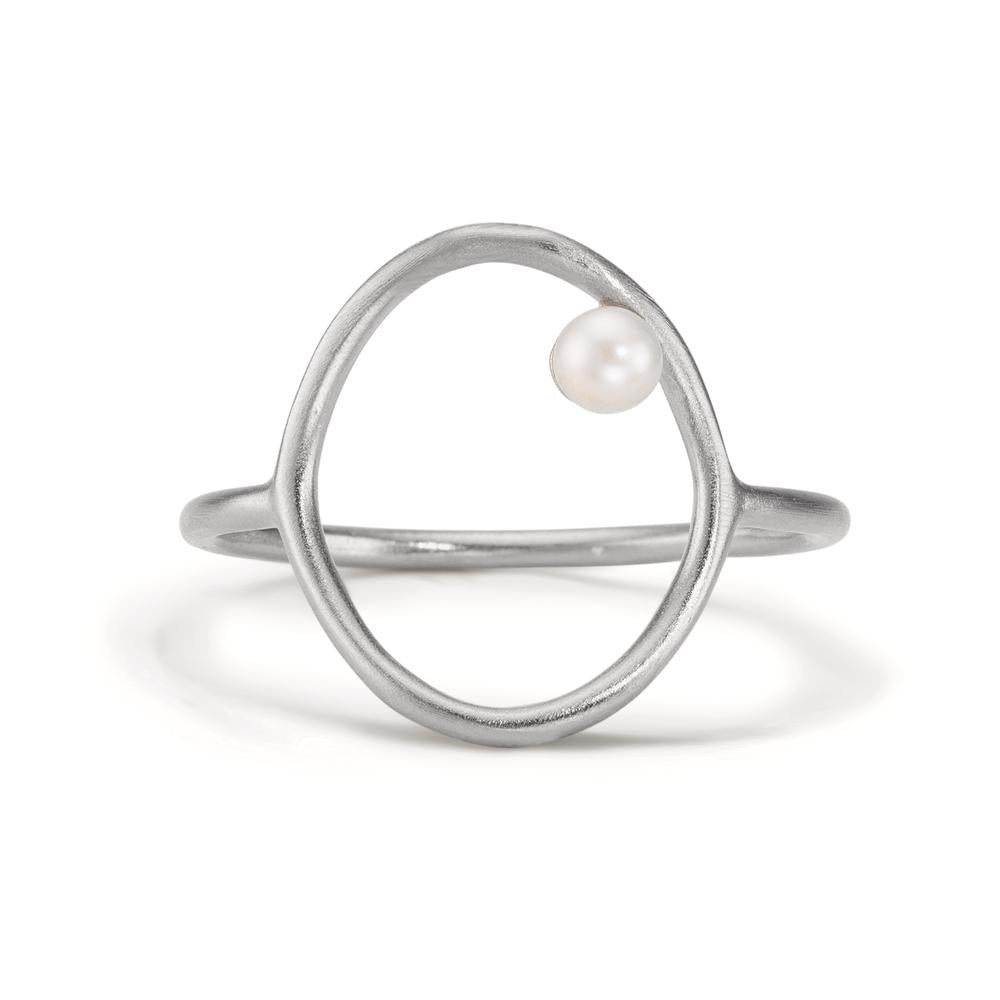 Ring Zilver zoetwater Parel wit, 3 mm Ø14 mm