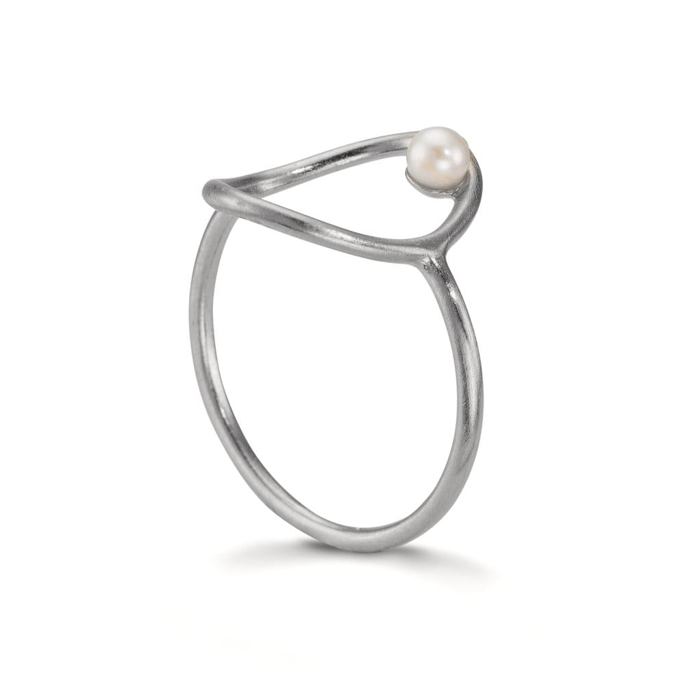 Ring Zilver zoetwater Parel wit, 3 mm Ø14 mm