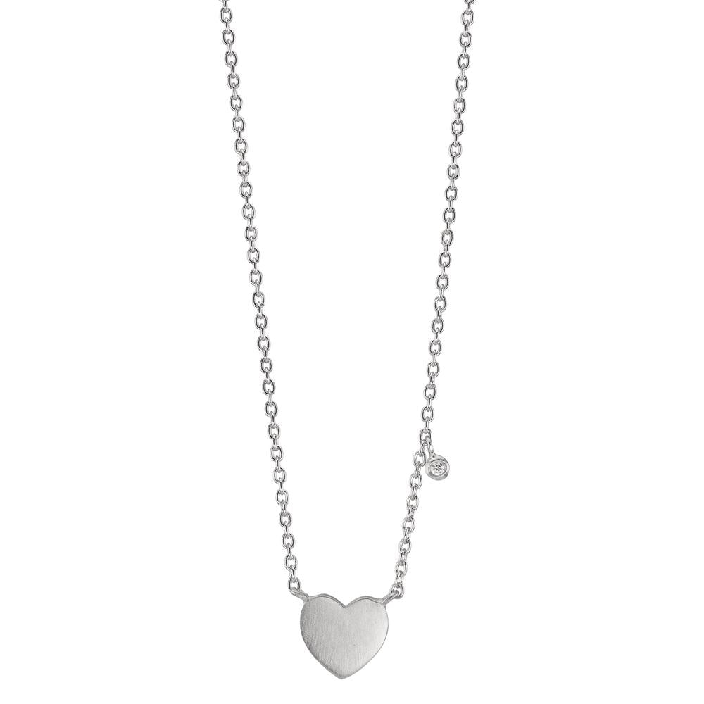 Collier Zilver Zirkonia wit Hart 42-47 cm