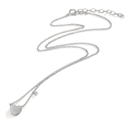 Collier Argent Zircone blanc Coeur 42-47 cm