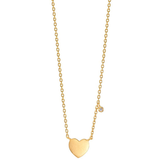 Collier Argent Zircone blanc jaune Plaqué or Coeur 42-47 cm