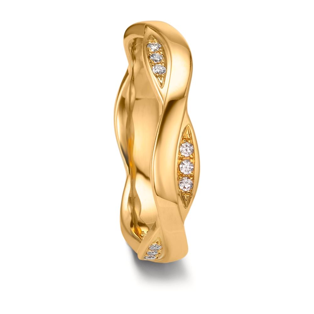 Partnerring 750/18 K Gelbgold Diamant 0.09 ct, 18 Steine, tw-vsi