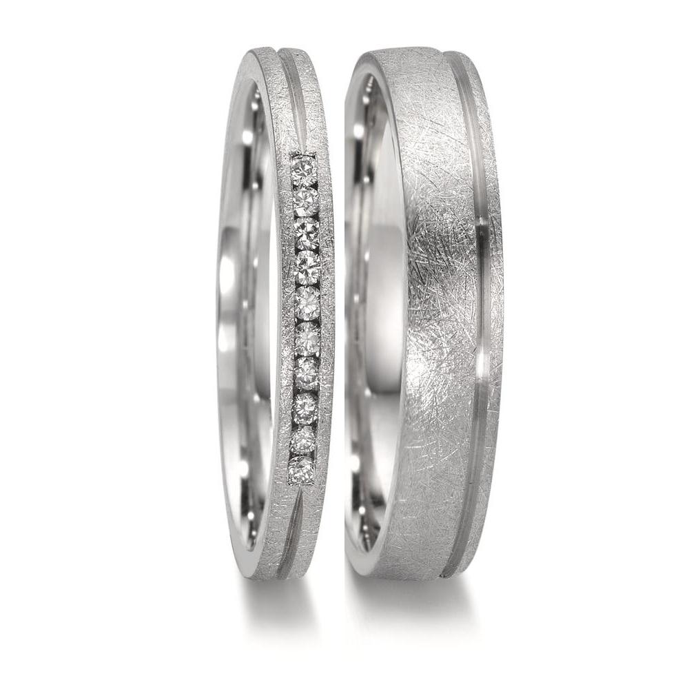 Partnerring 950 Platin Diamant 0.075 ct, 10 Steine, w-si