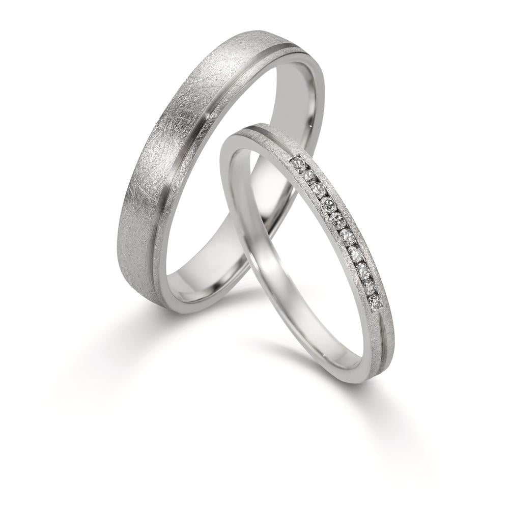 Partnerring 950 Platin Diamant 0.075 ct, 10 Steine, w-si