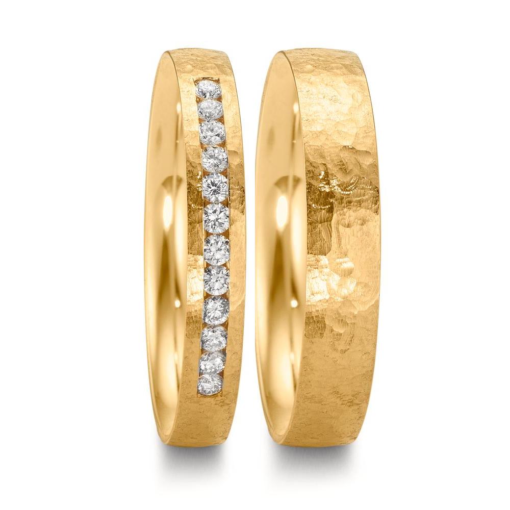Partnerring 750/18K geel goud Diamant 0.18 ct, 12 Steen, w-si