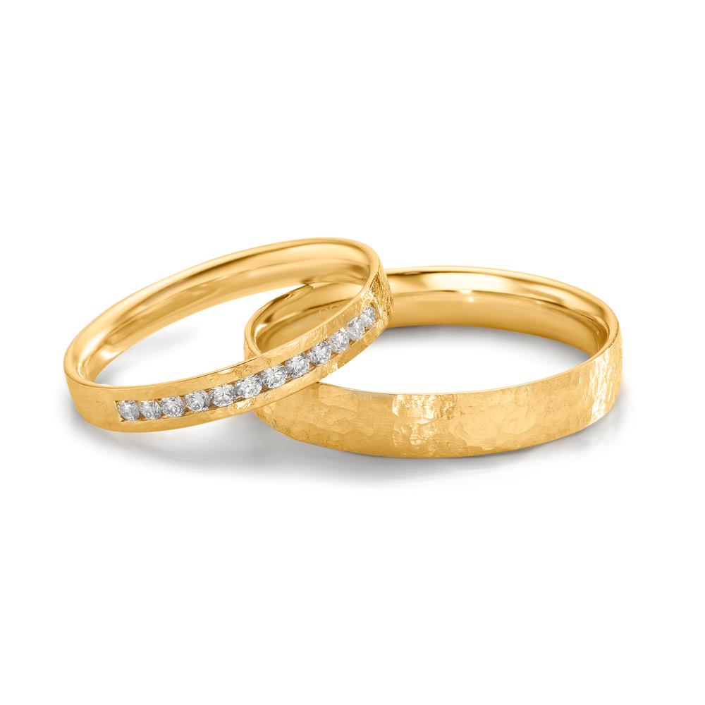 Partnerring 750/18K geel goud Diamant 0.18 ct, 12 Steen, w-si