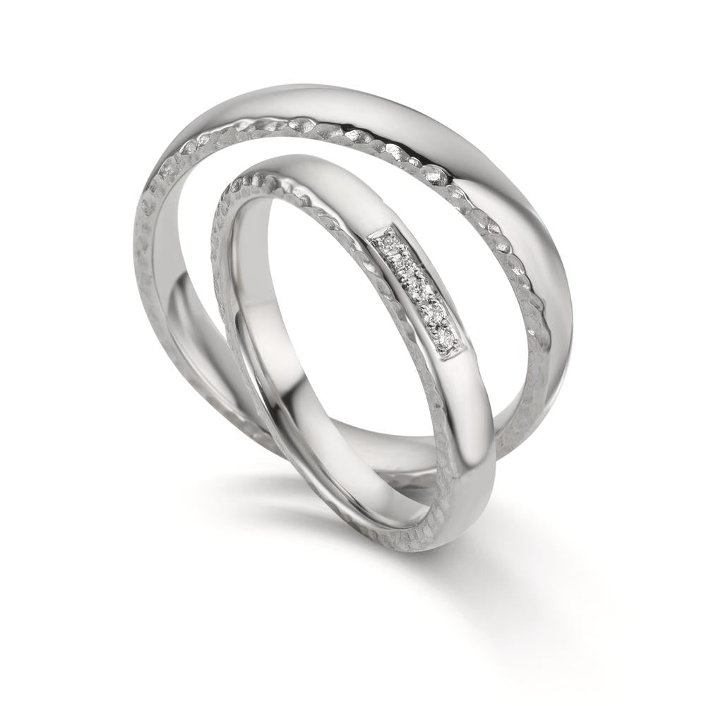 Partnerring 950 Platin Diamant 0.02 ct, 5 Steine, w-si