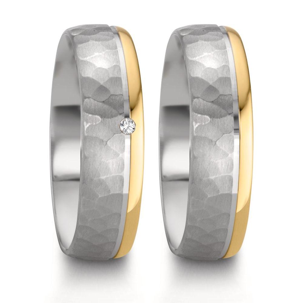 Partnerring Silber, 585/14 K Rosegold bicolor