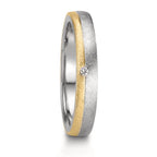 Partnerring Roestvrijstaal, 375/9K geel goud Diamant 0.015 ct, w-si