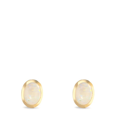 Clous d'oreilles Or jaune 9K Opale 2 Pierres