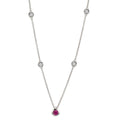 Collier 750/18K witgoud Diamant 0.14 ct, 4 Steen, w-si, Robijn 42-45 cm